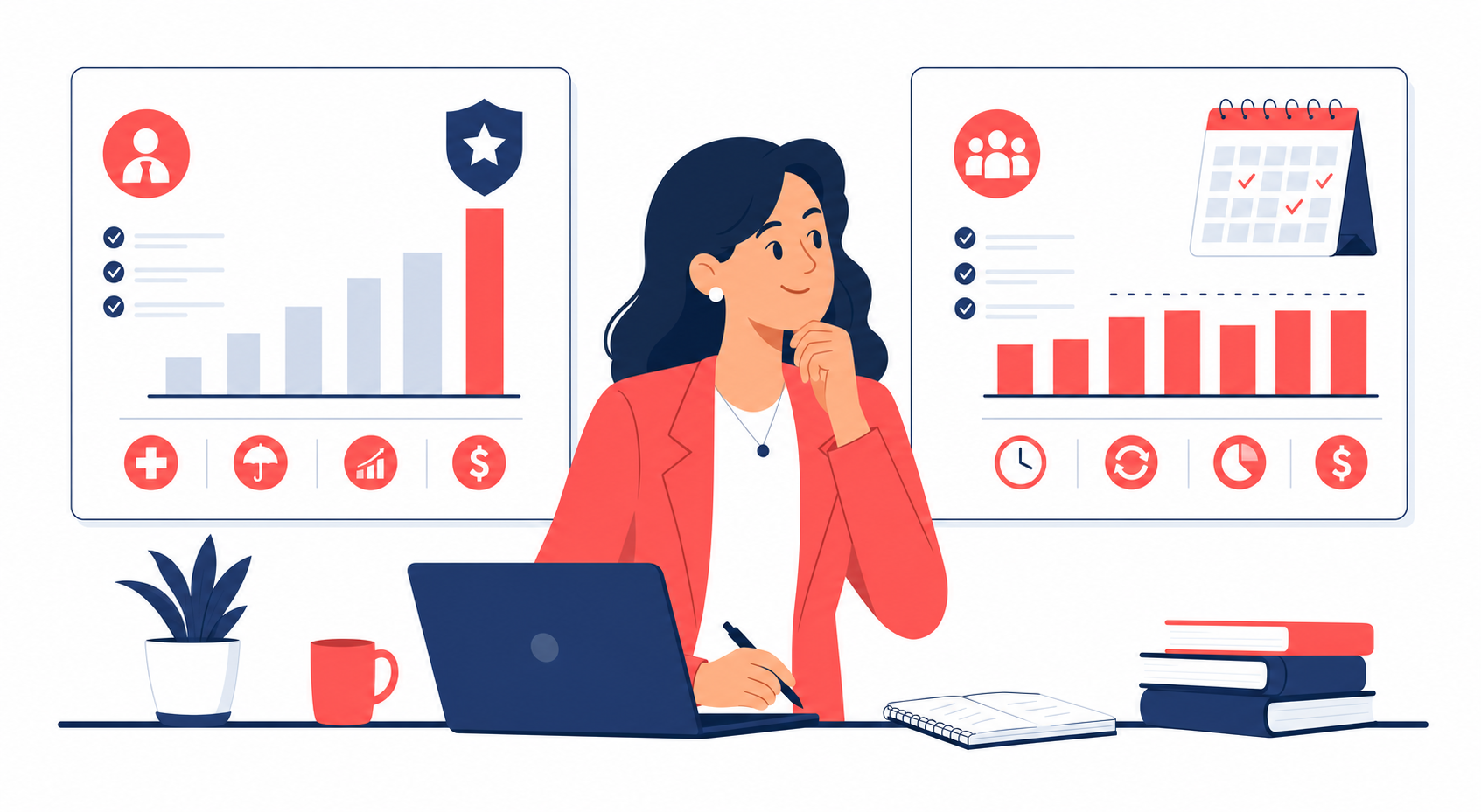 Chief Marketing Officer salary UK vs fractional CMO cost — illustration of a marketing leader comparing budget charts