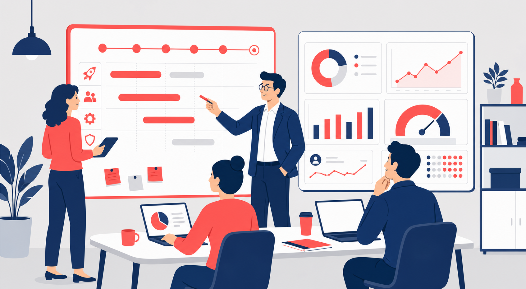 CPO day rates UK 2026 — illustration of a chief product officer reviewing a product roadmap and KPI dashboard