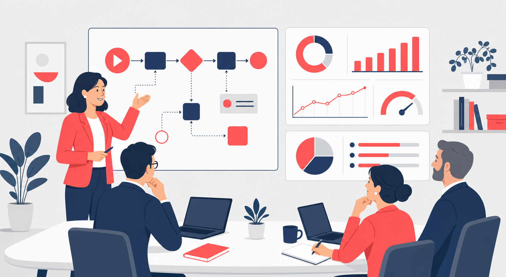 Fractional COO vs full-time COO cost (UK) — operations leader presenting a process map and KPI dashboard