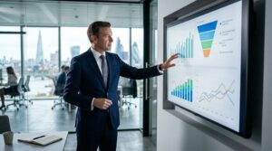 Part-time sales director analysing revenue and pipeline data