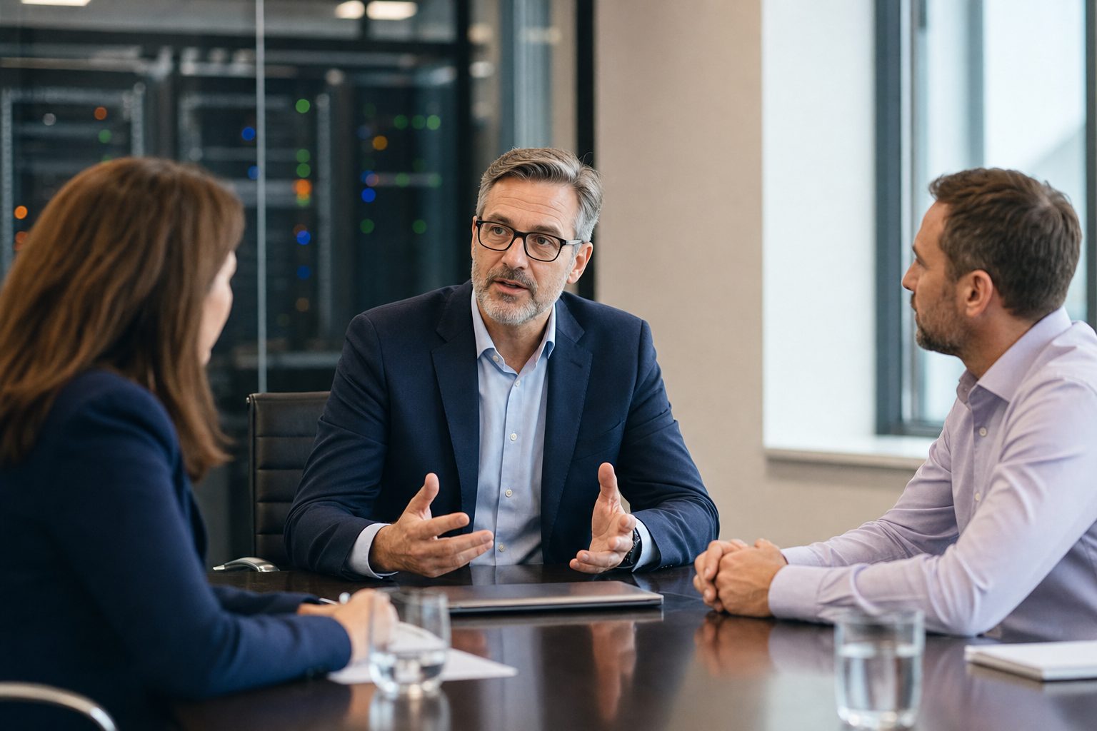 Fractional CIO discussing IT strategy with UK mid-market leadership team